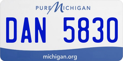 MI license plate DAN5830