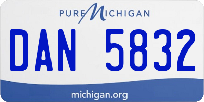 MI license plate DAN5832