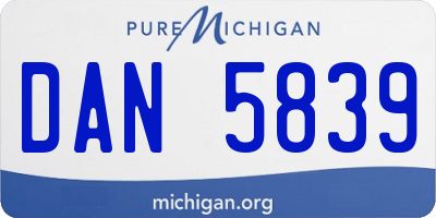 MI license plate DAN5839