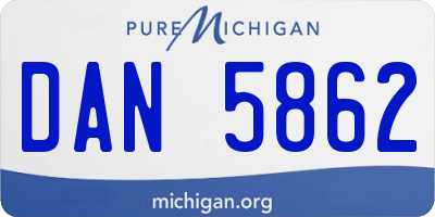 MI license plate DAN5862