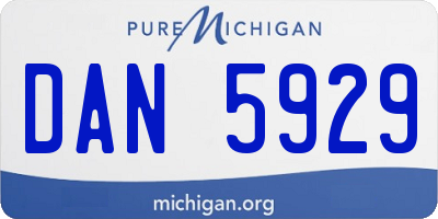MI license plate DAN5929
