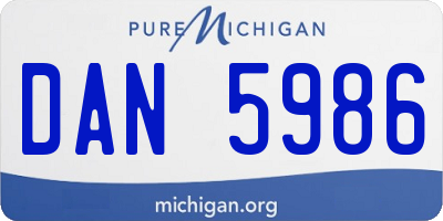 MI license plate DAN5986