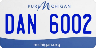 MI license plate DAN6002