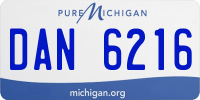 MI license plate DAN6216