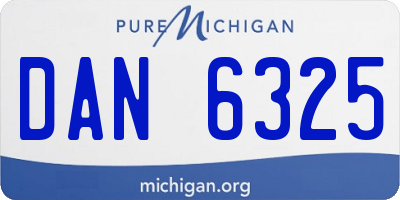 MI license plate DAN6325