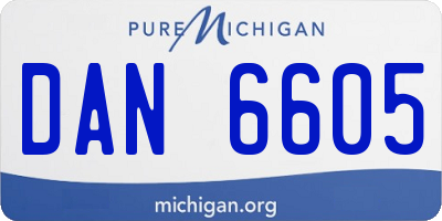 MI license plate DAN6605