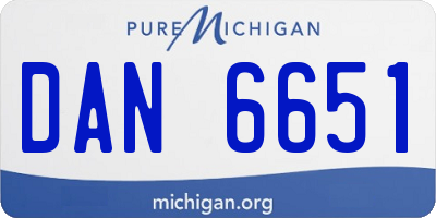 MI license plate DAN6651