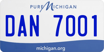 MI license plate DAN7001