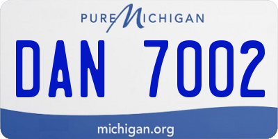 MI license plate DAN7002