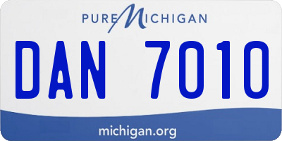 MI license plate DAN7010