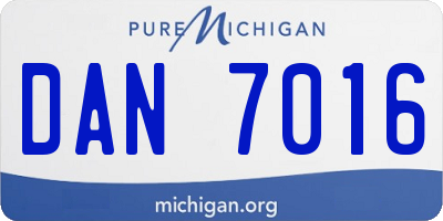 MI license plate DAN7016