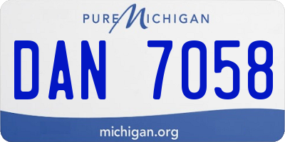 MI license plate DAN7058