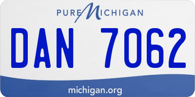 MI license plate DAN7062