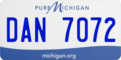 MI license plate DAN7072