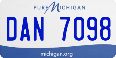 MI license plate DAN7098
