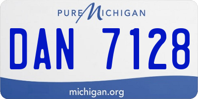 MI license plate DAN7128