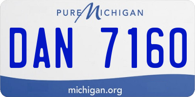 MI license plate DAN7160