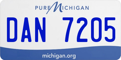 MI license plate DAN7205