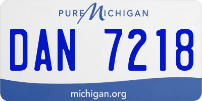 MI license plate DAN7218