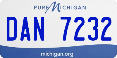 MI license plate DAN7232