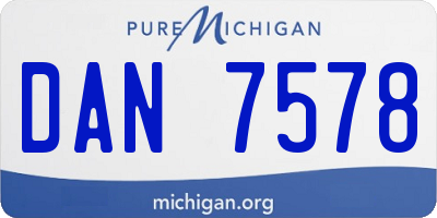 MI license plate DAN7578