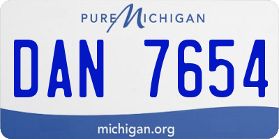 MI license plate DAN7654