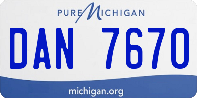 MI license plate DAN7670