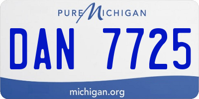 MI license plate DAN7725