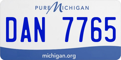 MI license plate DAN7765