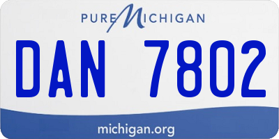 MI license plate DAN7802