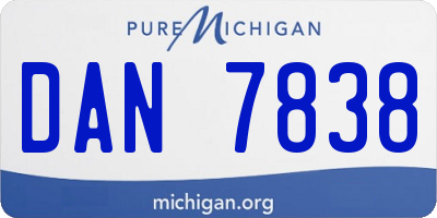 MI license plate DAN7838