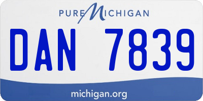 MI license plate DAN7839