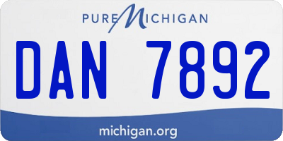 MI license plate DAN7892