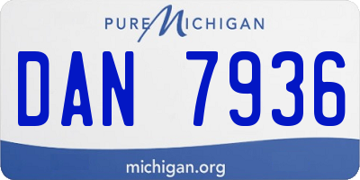 MI license plate DAN7936