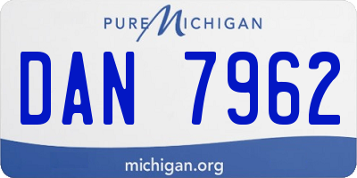 MI license plate DAN7962