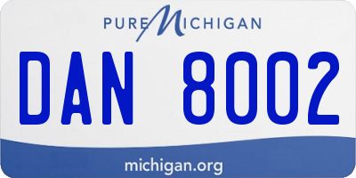 MI license plate DAN8002