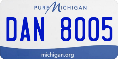MI license plate DAN8005