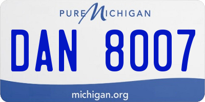 MI license plate DAN8007