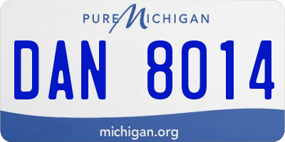 MI license plate DAN8014