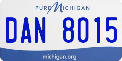 MI license plate DAN8015