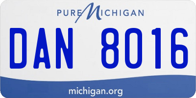 MI license plate DAN8016