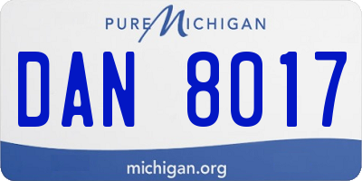 MI license plate DAN8017