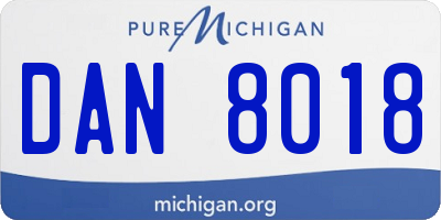 MI license plate DAN8018