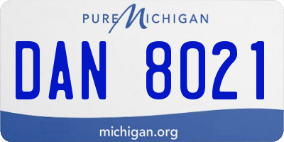 MI license plate DAN8021