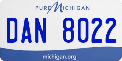 MI license plate DAN8022