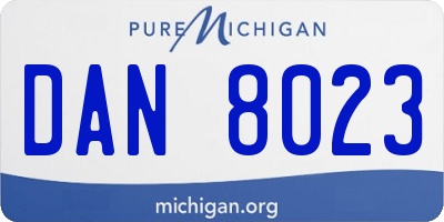 MI license plate DAN8023