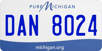 MI license plate DAN8024