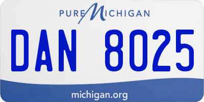 MI license plate DAN8025