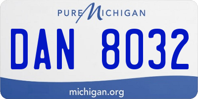 MI license plate DAN8032