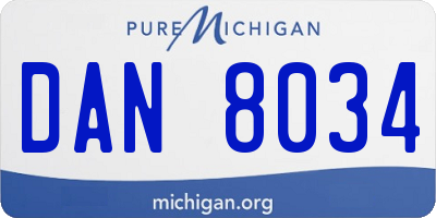 MI license plate DAN8034
